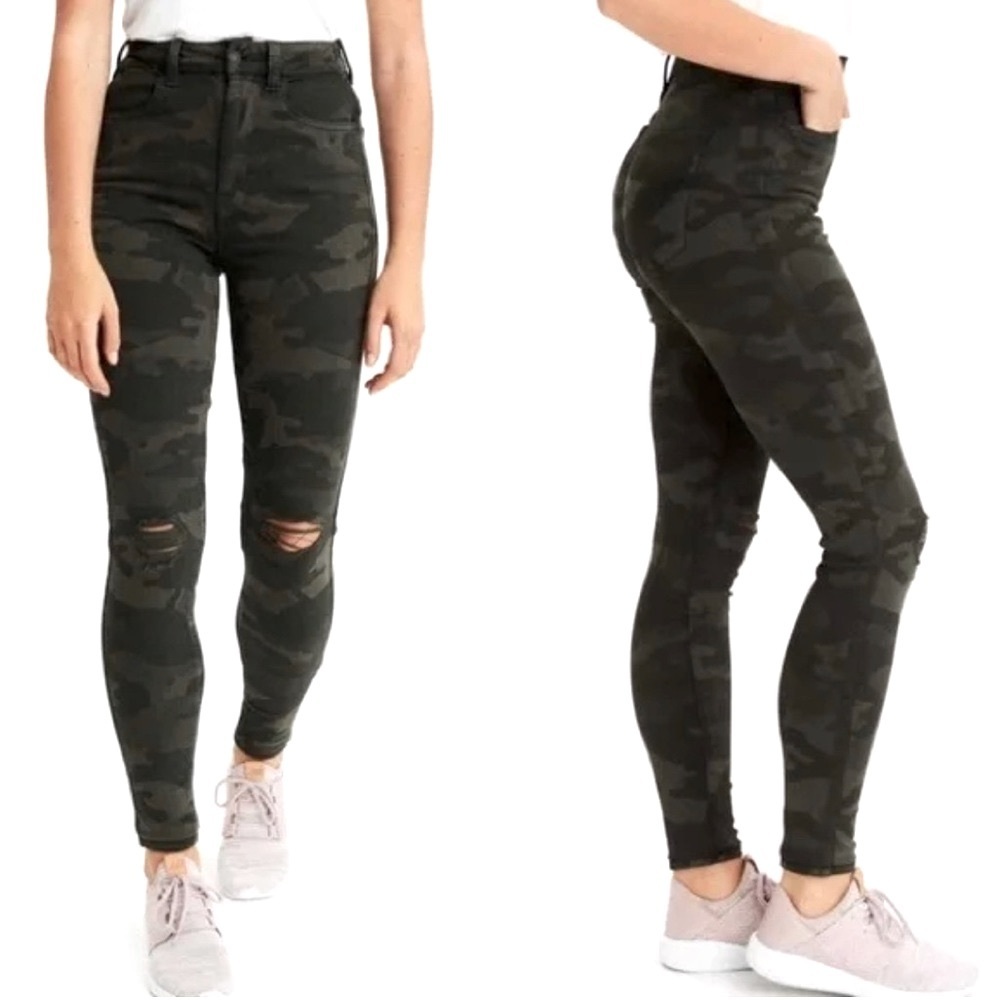 American Eagle Curvy Super Hi-Rise Camo Jeggings Skinny Jeans with stretch